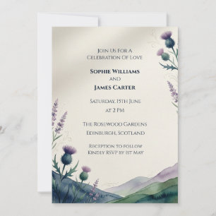 Highland Landscape Thistle Watercolour Scottish We Invitation