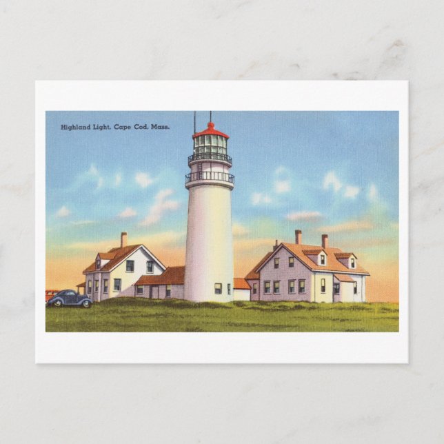Highland Light on Cape Cod Vintage Travel Postcard (Front)