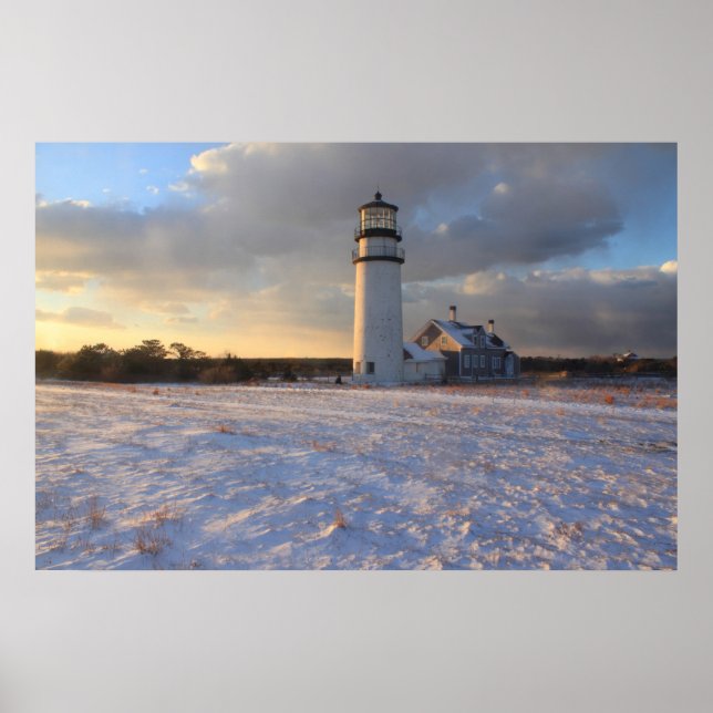 Highland Lighthouse Cape Cod in Winter Poster (Front)
