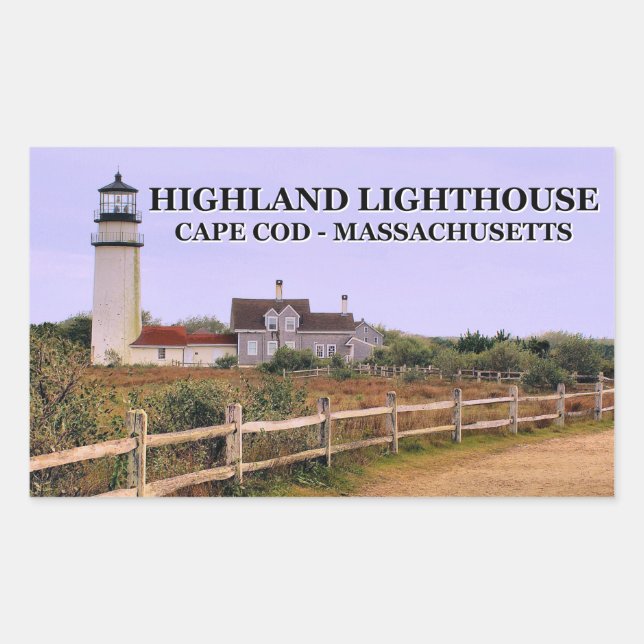 Highland Lighthouse, Cape Cod, Massachusetts Rectangular Sticker (Front)