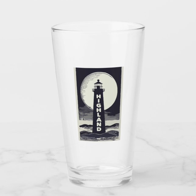 Highland Lighthouse Massachusetts Moon Glass (Front)