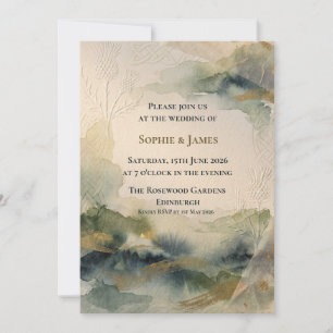 Highland Mist Thistle Landscape Wedding Invitation