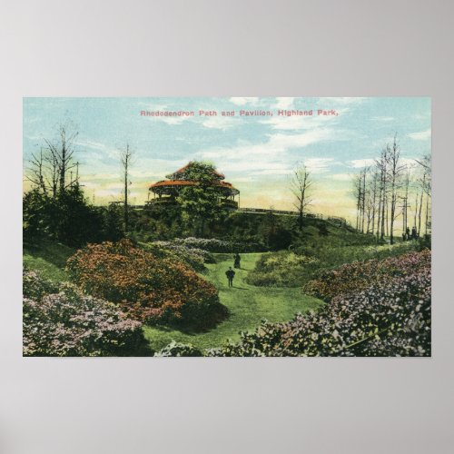 Highland Parks Rhododendron Path and Pavilion Poster