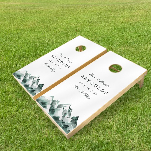 Highland | Personalized Mountain Wedding Cornhole Set (Creator Uploaded)