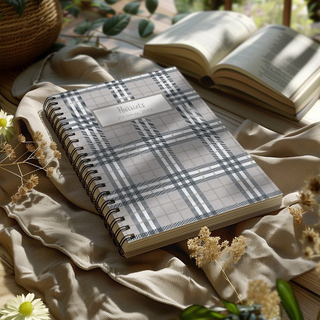 Highland Plaid Personalized Journal Notebook (Highland Plaid Beige Spiral Notebook)