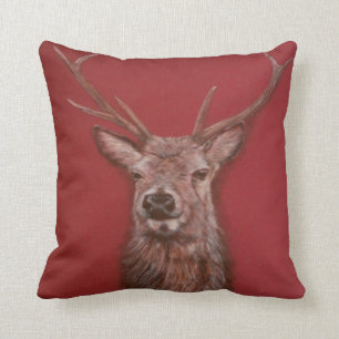 Highland Red Deer Stag Throw Pillow
