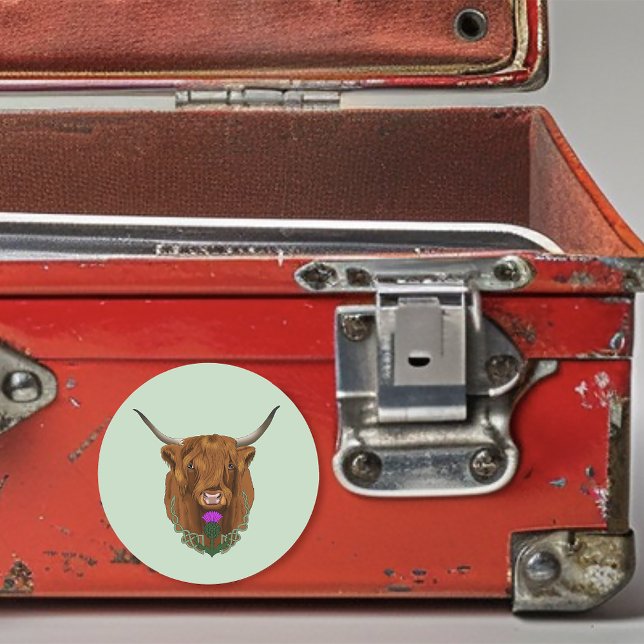 Highland Scottish Cow Purple Celtic Knot Work Classic Round Sticker (Creator Uploaded)