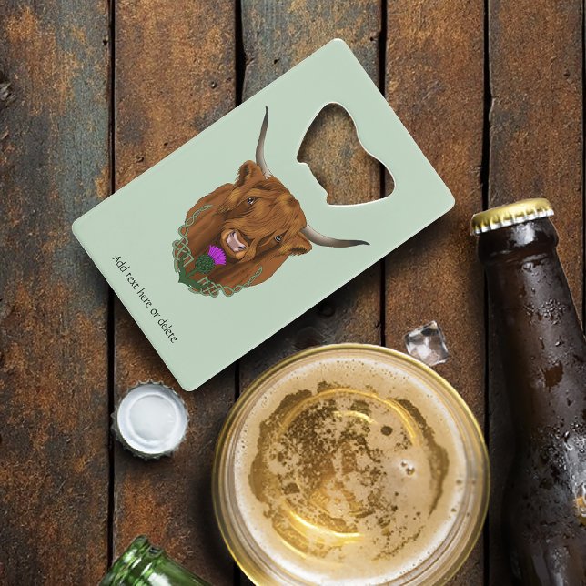 Highland Scottish Cow Purple Celtic Knot Work Credit Card Bottle Opener (Creator Uploaded)