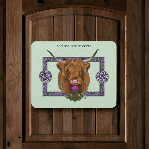 Highland Scottish Cow Purple Celtic Knot Work Door Sign