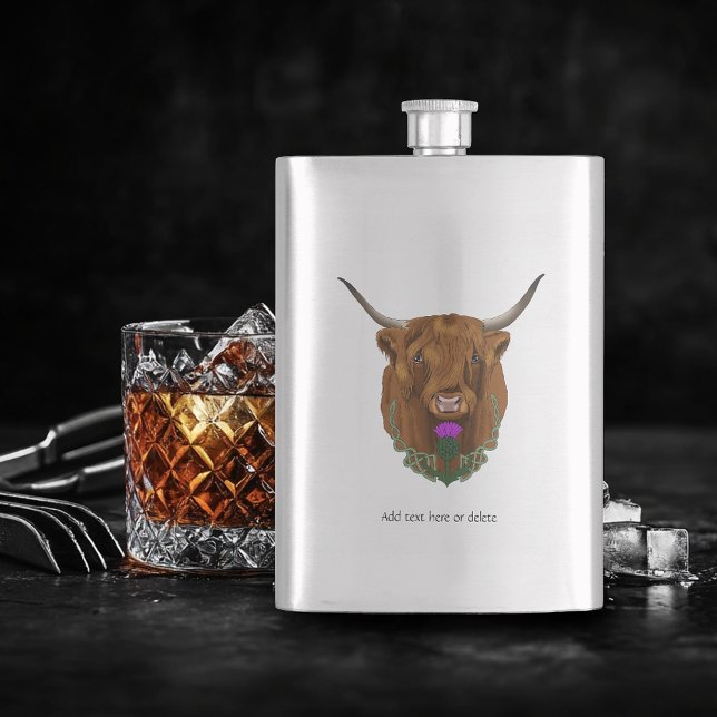 Highland Scottish Cow Purple Celtic Knot Work  Flask (Creator Uploaded)