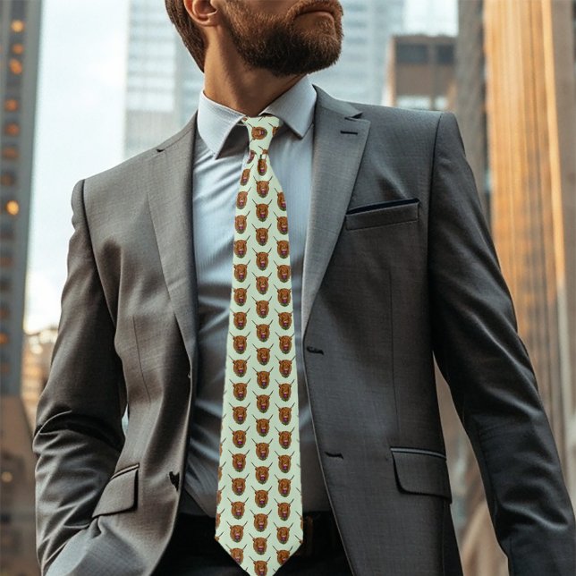 Highland Scottish Cow Purple Celtic Knot Work Neck Tie (Creator Uploaded)