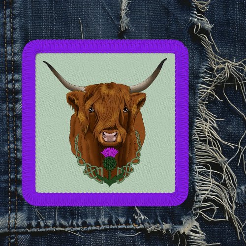 Highland Scottish Cow Purple Celtic Knot Work Patch
