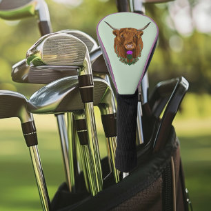 Highland Scottish Cow Purple Celtic Thistle Golf Head Cover