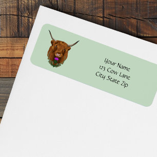 Highland Scottish Cow Purple Celtic Thistle Label