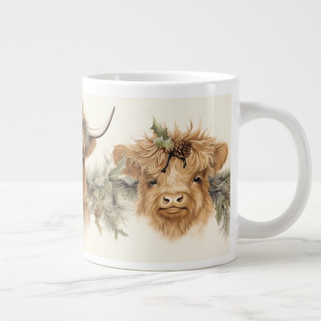 Highland Scottish Cows Giant Coffee Mug (Right)