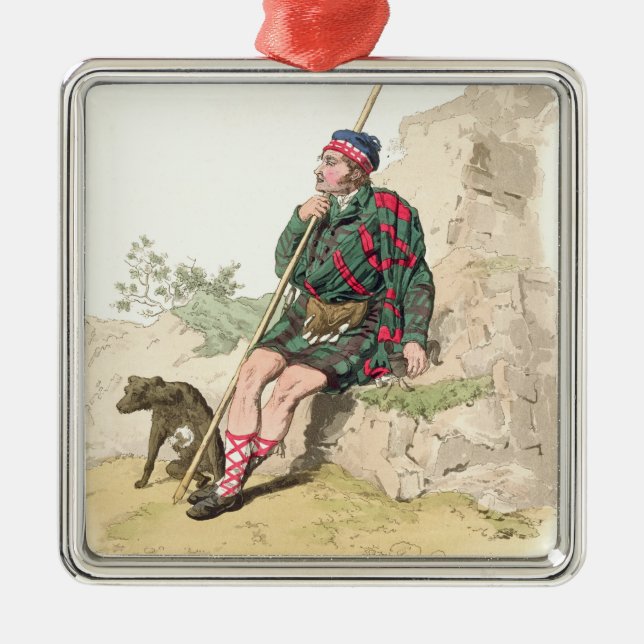 Highland Shepherd, from 'Costume of Great Britain' Metal Ornament (Front)