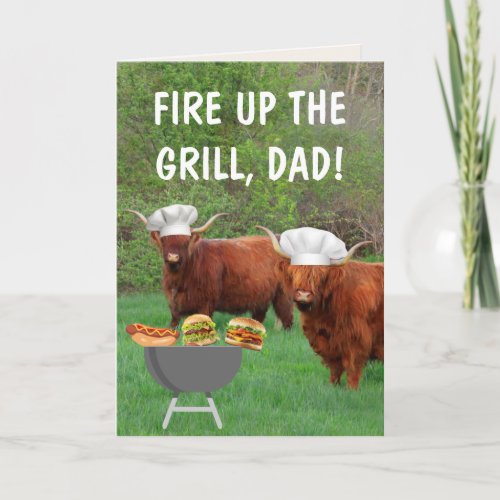 Highland Steer Barbecue Fathers Day Card