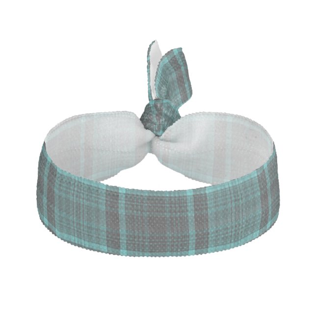 HIGHLAND TARTAN in Teal Blue ~ Ribbon Hair Tie (Front)