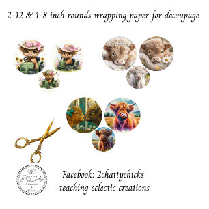 Highland Whimsy Country 12 & 8 inch rounds Wrapping Paper Sheets