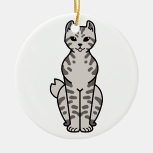 Highlander Cat Cartoon Ceramic Ornament