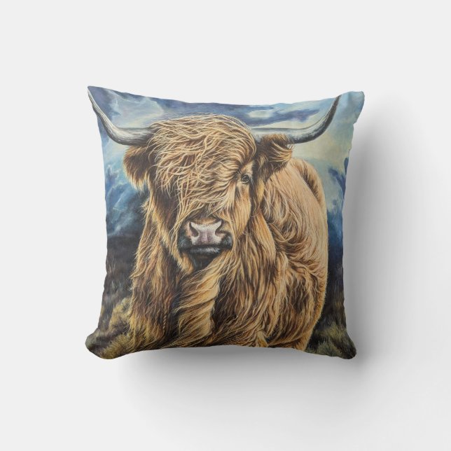 Highlander Cow Pillow (Front)