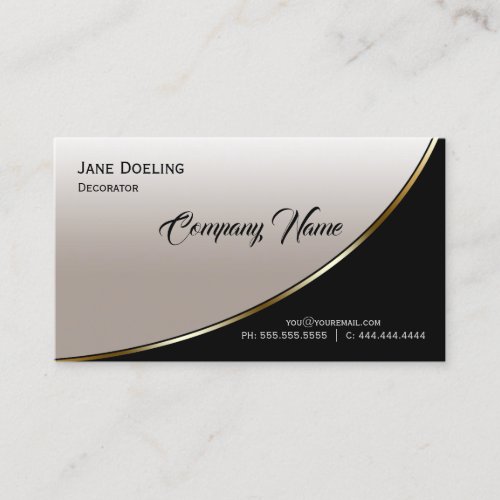 Highlight Black Champagne Modern Professional Business Card