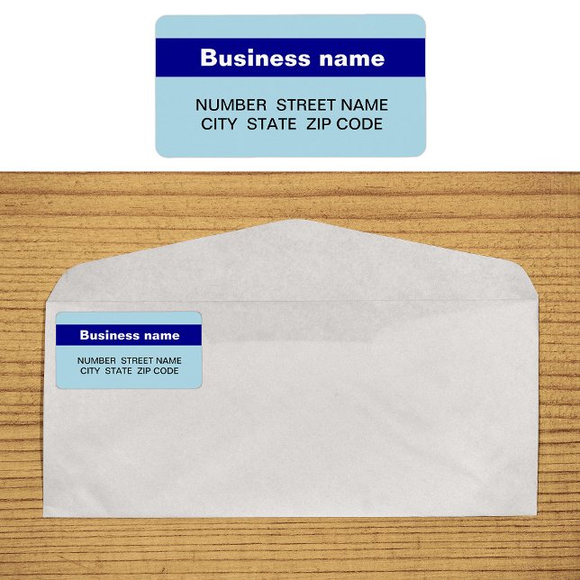 Highlighted Brand Name on Light Blue Address Label (Light blue address label with your highlighted brand name)
