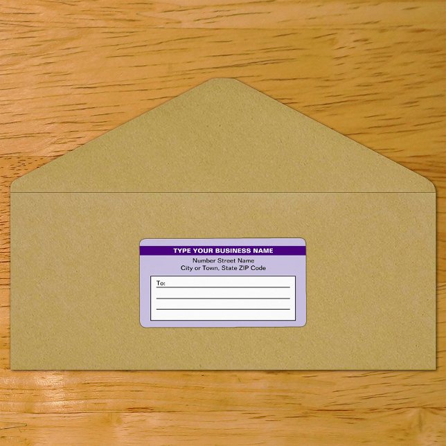 Highlighted Brand Name on Purple Shipping Label (Purple shipping label with your highlighted brand on envelope)
