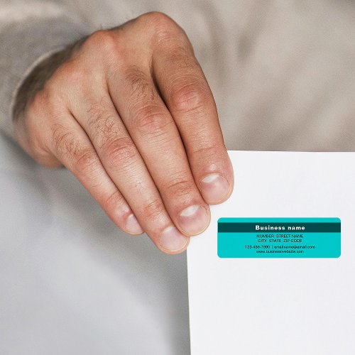 Highlighted Brand on Teal Green Return Address Label