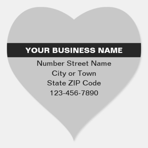 Highlighted Business Name on Gray Heart Sticker