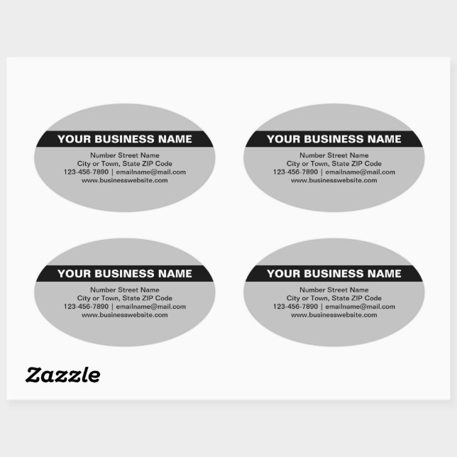 Highlighted Business Name on Gray Oval Sticker (Sheet)