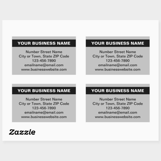 Highlighted Business Name on Gray Rectangular Sticker (Sheet)
