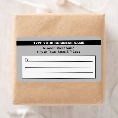 Highlighted Business Name on Gray Shipping Label