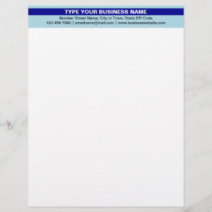 Highlighted Business Name on Light Blue Heading of Letterhead