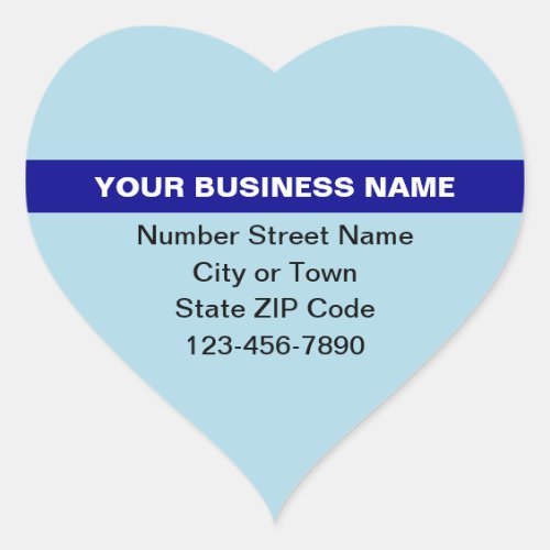 Highlighted Business Name on Light Blue Heart Sticker