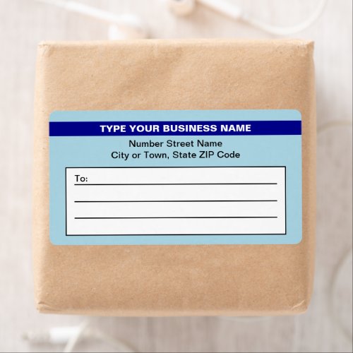Highlighted Business Name on Light Blue Shipping Label
