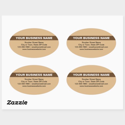 Highlighted Business Name on Light Brown Oval Sticker