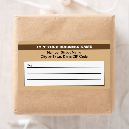 Highlighted Business Name on Light Brown Shipping Label