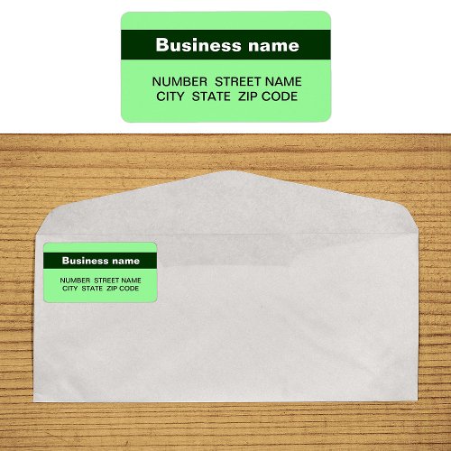 Highlighted Business Name on Light Green Address Label