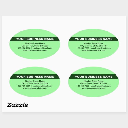 Highlighted Business Name on Light Green Oval Sticker