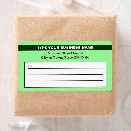 Highlighted Business Name on Light Green Shipping Label