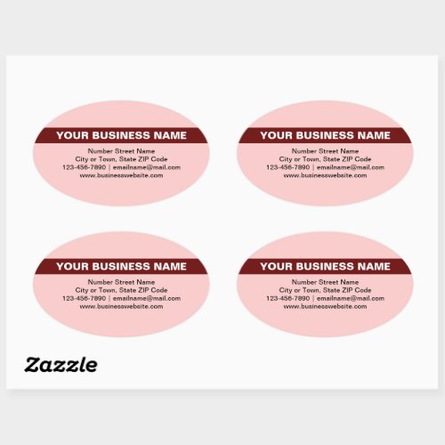 Highlighted Business Name on Light Red Oval Sticker