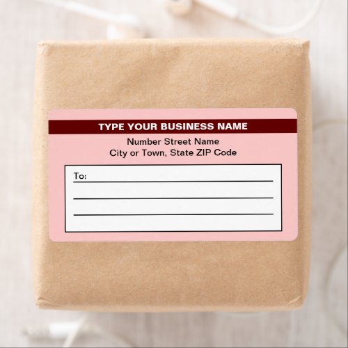 Highlighted Business Name on Light Red Shipping Label