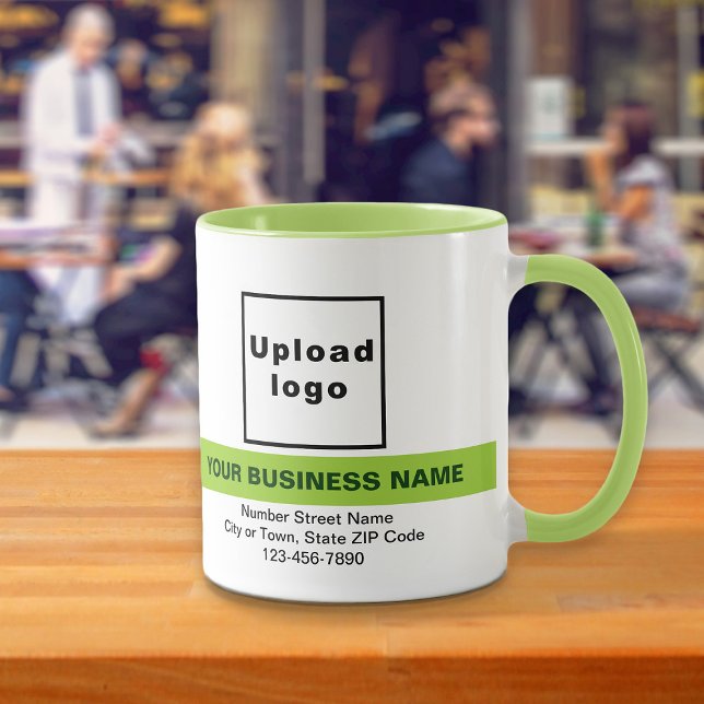 Highlighted Business Name on Lime Green Combo Mug (Your business name with highlight, logo, address and phone number on lime green combo mug.)