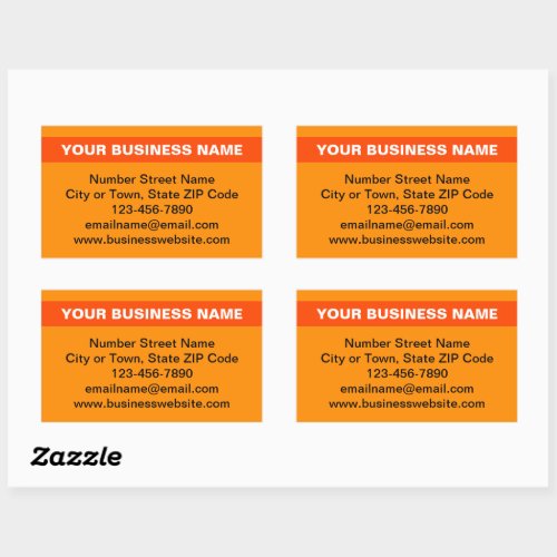Highlighted Business Name on Orange Color Rectangular Sticker