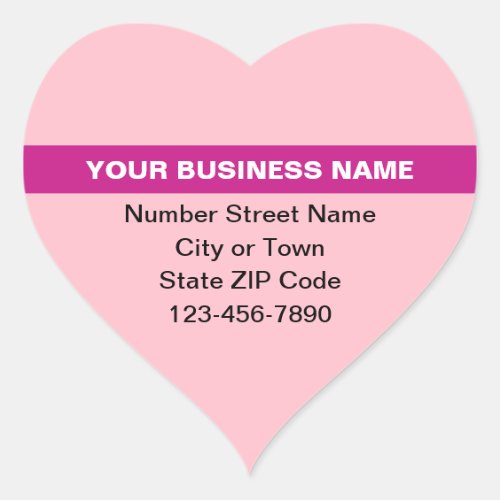 Highlighted Business Name on Pink Heart Sticker