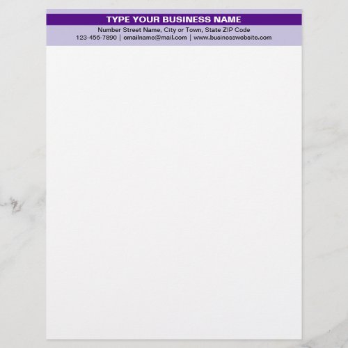 Highlighted Business Name on Purple Heading of Letterhead