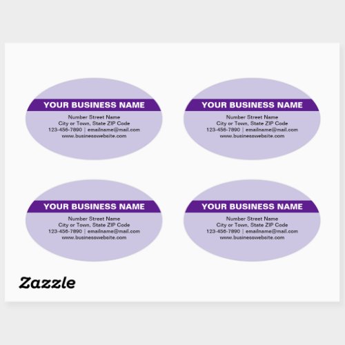 Highlighted Business Name on Purple Oval Sticker