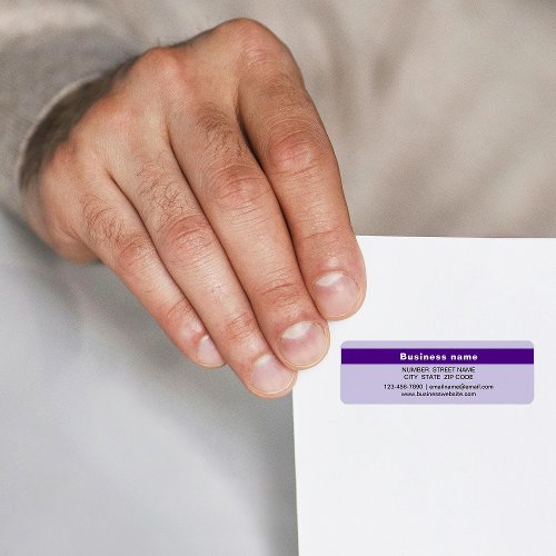 Highlighted Business Name on Purple Return Address Label