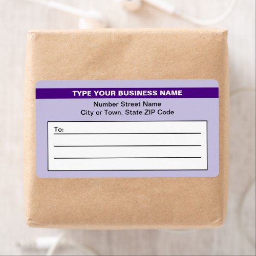 Highlighted Business Name on Purple Shipping Label